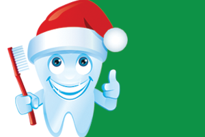 Tooth smiling and wearing a santa hat