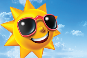 Smiling sun with sunglasses