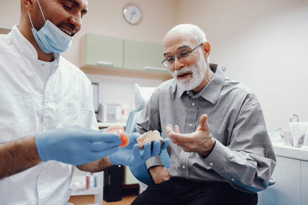 old man sitting in dentist office